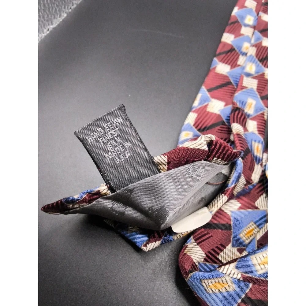 Robert Talbott Studio Tie New With Tag Burgundy Blue Geometric Diamonds